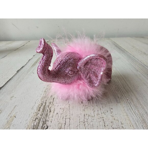 Glitter feather pink elephant ornament sparkle Xmas tree - Picture 1 of 8